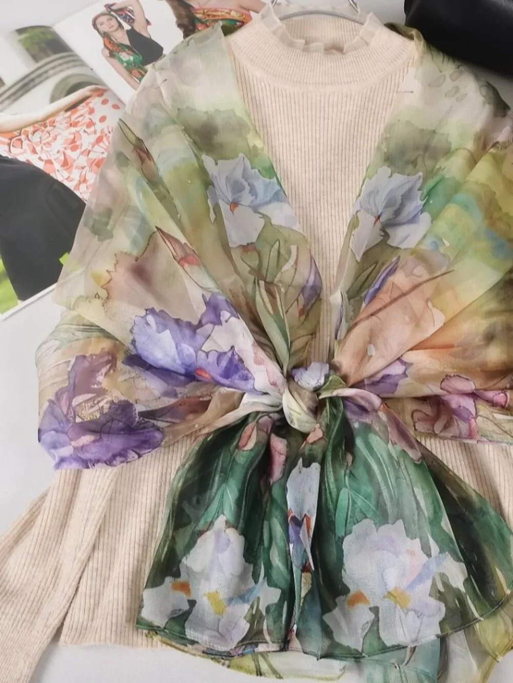 100% Mulberry Silk Chiffon Scarf 70x43 Oversized Wrap Shawl Lightweight Multiway